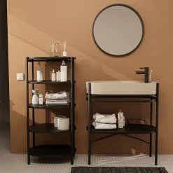 Meuble sous vasque en métal l.81 x H.89,5 x P.37,5 cm, Homesight Pao