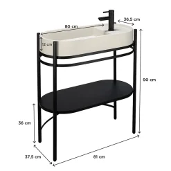 Meuble sous vasque en métal l.81 x H.89,5 x P.37,5 cm, Homesight Pao