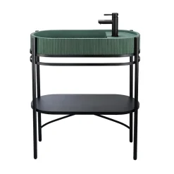 Meuble sous vasque en métal l.81 x H.89,5 x P.37,5 cm, Homesight Pao