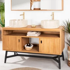 Meuble sous vasque en teck Mya 130 cm