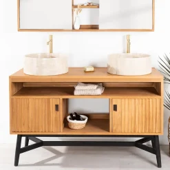 Meuble sous vasque en teck Mya 130 cm