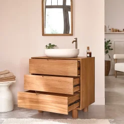 Meuble sous vasque en teck massif 80 cm