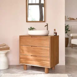 Meuble sous vasque en teck massif 80 cm