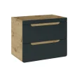 Meuble sous vasque ERBANO 70 cm 2 tiroirs Chene clair et gris anthracite Design suspendu