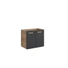 Meuble sous vasque ERBANO 2 portes 70 cm Chene clair et gris anthracite Design suspendu