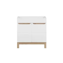 Meuble sous vasque ERMANO Chene clair et blanc brillant 80x84 cm 1 porte À poser