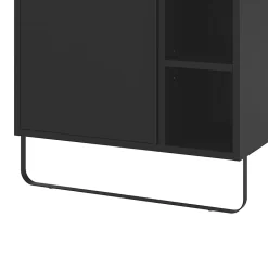 Meuble sous vasque faible profondeur à poser avec porte-serviettes noir l.65 x H.82 x P.36 cm, GoodHome Maza