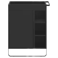 Meuble sous vasque faible profondeur à poser avec porte-serviettes noir l.65 x H.82 x P.36 cm, GoodHome Maza