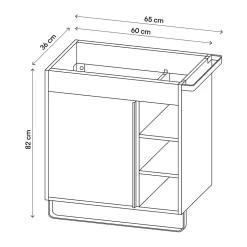 Meuble sous vasque faible profondeur à poser avec porte-serviettes effet bois l.65 x H.82 x P.36 cm, GoodHome Maza