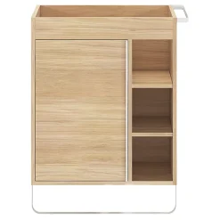 Meuble sous vasque faible profondeur à poser avec porte-serviettes effet bois l.65 x H.82 x P.36 cm, GoodHome Maza
