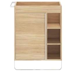 Meuble sous vasque faible profondeur à poser avec porte-serviettes effet bois l.65 x H.82 x P.36 cm, GoodHome Maza