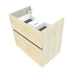 Meuble sous vasque faible profondeur effet chêne l.60 cm 2 tiroirs, Calao