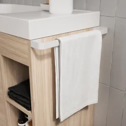 Meuble sous vasque faible profondeur à poser avec porte-serviettes effet bois l.85 x H.82 x P.36 cm, GoodHome Maza
