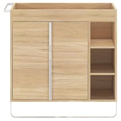 Meuble sous vasque faible profondeur à poser avec porte-serviettes effet bois l.85 x H.82 x P.36 cm, GoodHome Maza