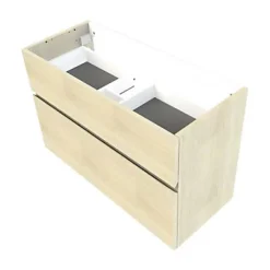 Meuble sous vasque faible profondeur effet chêne l.90 cm 2 tiroirs, Calao