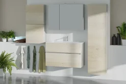 Meuble sous vasque faible profondeur effet chêne l.90 cm 2 tiroirs, Calao