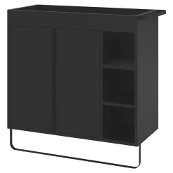 Meuble sous vasque faible profondeur à poser avec porte-serviettes noir l.85 x H.82 x P.36 cm, GoodHome Maza
