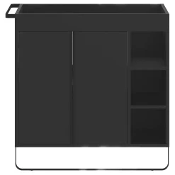 Meuble sous vasque faible profondeur à poser avec porte-serviettes noir l.85 x H.82 x P.36 cm, GoodHome Maza