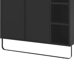 Meuble sous vasque faible profondeur à poser avec porte-serviettes noir l.85 x H.82 x P.36 cm, GoodHome Maza
