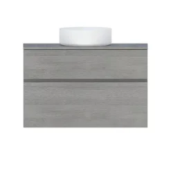 Meuble sous vasque faible profondeur effet chêne clair l.90 cm 2 tiroirs, Calao