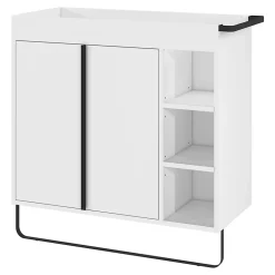 Meuble sous vasque faible profondeur à poser avec porte-serviettes blanc l.85 x H.82 x P.36 cm, GoodHome Maza