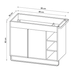 Meuble sous vasque faible profondeur à poser avec porte-serviettes blanc l.85 x H.82 x P.36 cm, GoodHome Maza