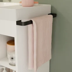 Meuble sous vasque faible profondeur à poser avec porte-serviettes blanc l.65 x H.82 x P.36 cm, GoodHome Maza
