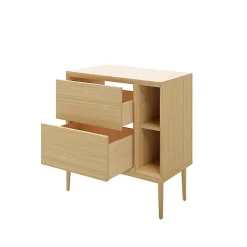 Meuble sous vasque GoodHome Avela placage chêne 60 cm + plan de toilette Avela 80 cm + niche 20 cm + pieds