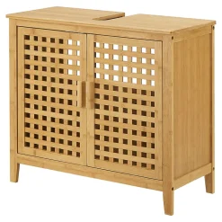 Meuble sous vasque Ingmarsö avec 2 portes en bambou 60 x 67 x 30 cm en.casa