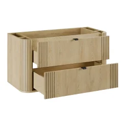 Meuble sous vasque KORI 100 cm chene clair 2 tiroirs suspendus