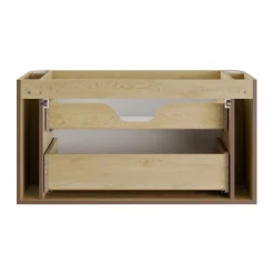 Meuble sous vasque KORI 100 cm chene clair 2 tiroirs suspendus