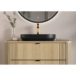 Meuble sous vasque KORI 100 cm chene clair 2 tiroirs suspendus