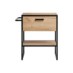 Meuble sous vasque ONIL 2 portes Chene clair et noir Style industriel L70 cm