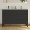 Meuble sous vasque seul, 3 tiroirs, 120cm, double vasque - noir - MATA
