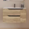 Meuble sous vasque seul, 2 tiroirs et 1 porte, 80cm, vasque centrée - madera miel (bois clair) - ZARZA