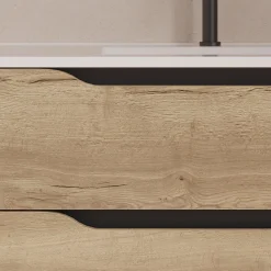 Meuble sous vasque seul, 2 tiroirs et 1 porte, 80cm, vasque centrée - madera miel (bois clair) - ZARZA