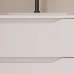 Meuble sous vasque seul, 2 tiroirs et 1 porte, 80cm, vasque déportée droite - blanc mat - ZARZA
