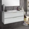 Meuble sous vasque seul, 2 tiroirs, 100cm, simple vasque - hibernian (bois blanchi) - IRIS