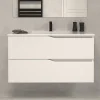 Meuble sous vasque seul, 2 tiroirs, 100cm, simple vasque - blanc mat - LUNA