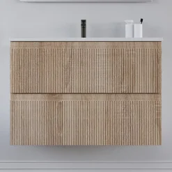 Meuble sous vasque seul, 2 tiroirs, 70cm, simple vasque - cambrian (chêne clair) - RIBERA