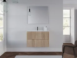 Meuble sous vasque seul, 2 tiroirs, 70cm, simple vasque - cambrian (chêne clair) - RIBERA