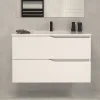 Meuble sous vasque seul, 2 tiroirs, 70cm, simple vasque - blanc mat - LUNA