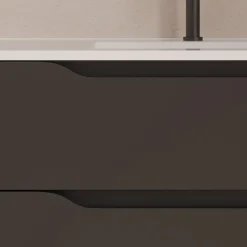 Meuble sous vasque seul, 2 tiroirs et 1 porte, 80cm, vasque centrée - noir - ZARZA