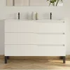 Meuble sous vasque seul, 3 tiroirs, 120cm, double vasque - blanc mat - MATA