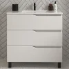 Meuble sous vasque seul, 3 tiroirs, 60cm, simple vasque - blanc mat - MATA