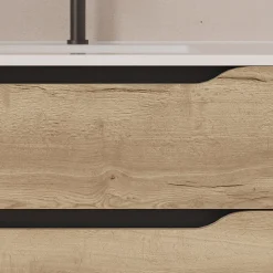 Meuble sous vasque seul, 2 tiroirs et 1 porte, 120cm, vasque déportée droite - madera miel (bois clair) - ZARZA