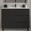 Meuble sous vasque seul, 3 tiroirs, 60cm, simple vasque - noir - MATA