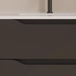 Meuble sous vasque seul, 2 tiroirs et 1 porte, 100cm, vasque déportée gauche - noir - ZARZA