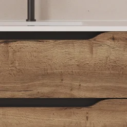 Meuble sous vasque seul, 2 tiroirs et 1 porte, 120cm, vasque déportée droite - tabaco (bois foncé) - ZARZA