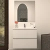 Meuble sous vasque seul, 2 tiroirs, 60cm, simple vasque - blanc brillant - IDA